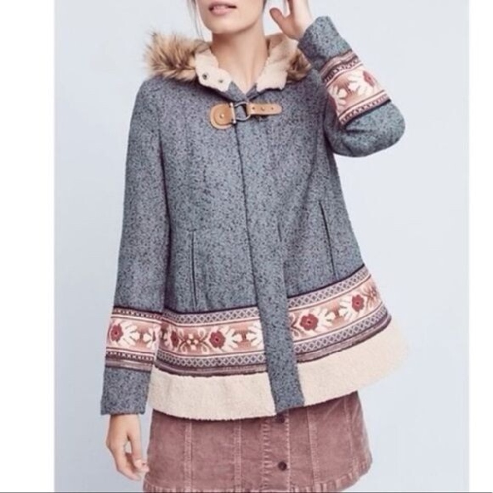 Anthropologie Elevenses Embroidered Northern Jacket Size M